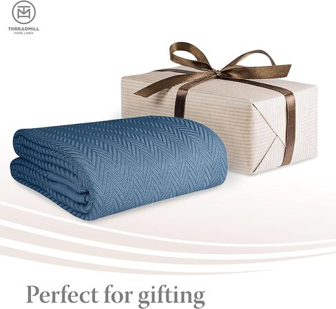 بطانيات قطنية فاخرة من Threadmill لسرير بحجم كينج | بطانية مقاس كينج مريحة من القطن بنسبة 100% لجميع المواسم | بطانية حرارية خريفية ناعمة وخفيفة الوزن تناسب سرير كال كينج | فولكستون بلو in Kuwait