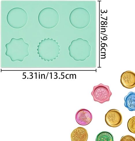 3 قطع من حصيرة ختم الشمع السيليكون لختم ختم الشمع، مجموعة ختم الشمع، سيليكون 6 تجاويف مستديرة ومضلع قالب ختم الشمع لملصقات ختم الشمع اللاصقة اليدوية in Kuwait