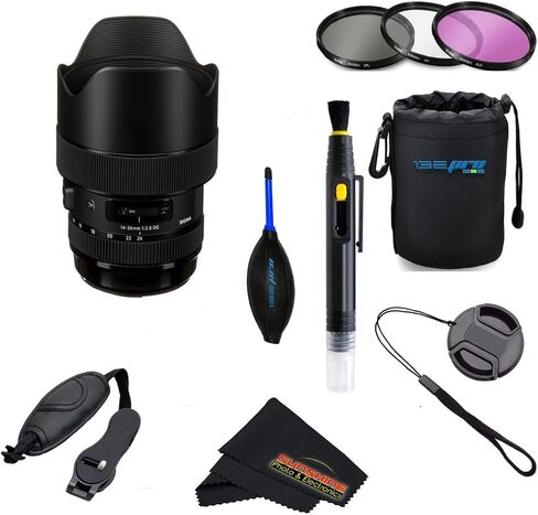 Sigma 14-24mm F2.8 DG HSM, Black for Canon with Sunshine Photo Basic Accessories Bundle ... in Saudi Arabia