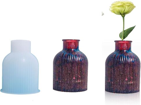 قوالب الراتنج على شكل زجاجة سيليكون من بيمينه، قوالب صب الراتنج المزهرية لراتنجات الإيبوكسي، قالب على شكل زجاجة لصنع الحرف اليدوية لتزيين المنزل يدويًا (10 سم × 8.4 سم) in Kuwait