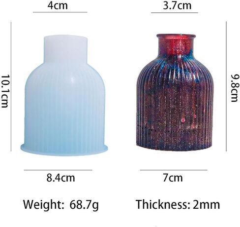 قوالب الراتنج على شكل زجاجة سيليكون من بيمينه، قوالب صب الراتنج المزهرية لراتنجات الإيبوكسي، قالب على شكل زجاجة لصنع الحرف اليدوية لتزيين المنزل يدويًا (10 سم × 8.4 سم) in Kuwait