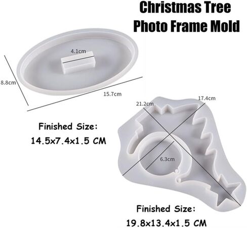 Didmortool Christmas Tree Photo Frame Resin Molds 6.8'' x 8.3'' Epoxy Resin Picture Frame Mold Christmas Photo Frame Resin Molds for Flowers Preservation, Resin Art, DIY Wedding in Saudi Arabia