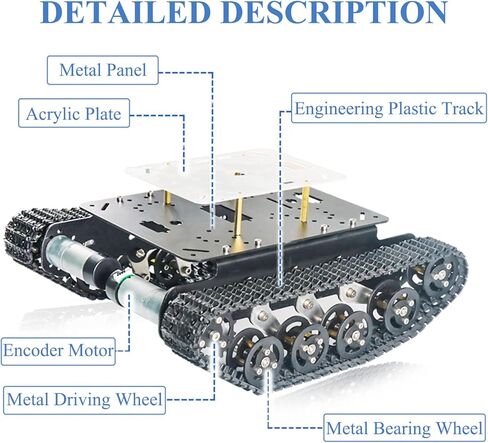 طقم هيكل سيارة روبوت ذكي ممتص للصدمات احترافي لاردوينو/فطيرة التوت/ميكوبت، مركبة ممتصة للتعليق مجنزرة للتحكم عن بعد مع محركين للتشفير بتيار مستمر in Kuwait