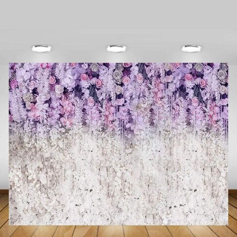MEHOFOND Lavender and White Floral Bridal Shower Photo Studio Background Props Light Purple Lilac Wedding Photography Backdrop for Girl Portrait Baby Shower Birthday Party Decoration Banner 7x5ft in Saudi Arabia