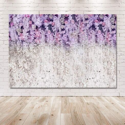 MEHOFOND Lavender and White Floral Bridal Shower Photo Studio Background Props Light Purple Lilac Wedding Photography Backdrop for Girl Portrait Baby Shower Birthday Party Decoration Banner 7x5ft in Saudi Arabia
