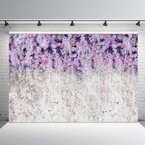 MEHOFOND Lavender and White Floral Bridal Shower Photo Studio Background Props Light Purple Lilac Wedding Photography Backdrop for Girl Portrait Baby Shower Birthday Party Decoration Banner 7x5ft in Saudi Arabia