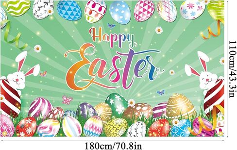 سعيد عيد الفصح خلفية راية 71 × 43 بوصة كبيرة الحجم عيد الفصح بيض ملون خلفية راية مع بيض عيد الفصح الأرنب عيد الفصح هانت لعبة زينة الحفلات ربيع عيد الفصح صور كشك الدعائم in Kuwait