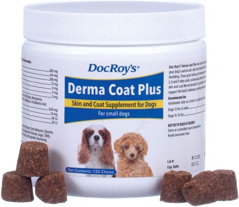 إحياء صحة الحيوان Doc Roy's Derma Coat Plus مكمل للبشرة والمعطف للكلاب المتوسطة والكبيرة - 60 قطعة للمضغ in Kuwait
