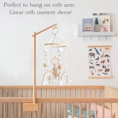 Baby Mobile for Crib, Rainbow Boho Crib Mobile Gender Neutral Nursery Mobile Decor for Infants Boys and Grils, Hanging Baby Crib Mobile Boho for Infant Bedroom Nursery Ceiling Decoration - Pink in Saudi Arabia