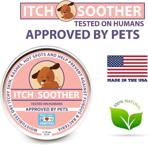 Pawtitas Itch Soother Dog Balm Relief from itching Skin, Flaky, Dry Coat, Hotspot, Rash and Damaged Skin Made with Organic Almond and Goldenseal Provide Instant Calmness for Your Puppy Can 1.75 OZ in Saudi Arabia