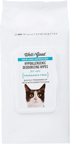 Petco Brand - Well & Good Hypoallergenic Deodorizing Cat Wipes, Pack of 100, 100 CT in Kuwait