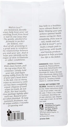 Petco Brand - Well & Good Hypoallergenic Deodorizing Cat Wipes, Pack of 100, 100 CT in Kuwait