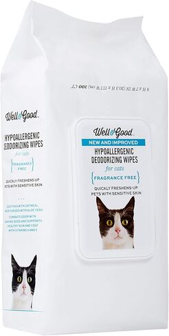 Petco Brand - Well & Good Hypoallergenic Deodorizing Cat Wipes, Pack of 100, 100 CT in Kuwait