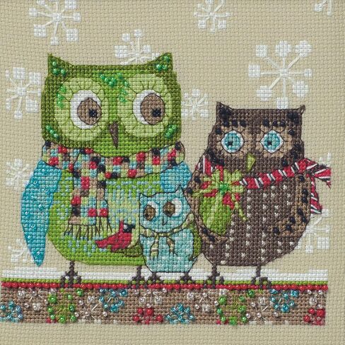 مجموعة غرز متقاطعة مطرزة بالخرز من Mill Hill 2024 مجموعة Debbie Mumm Artful Owls DM302414، 5 بوصات × 5 بوصات، متعددة الألوان in Saudi Arabia
