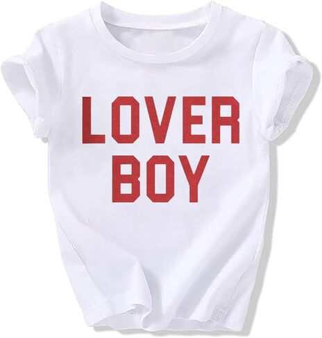 Toddler Boy Valentine's Day T Shirt Cute Lover Boy Shirt Kids Funny Letter Print Valentine's Day Shirts Tops in Kuwait
