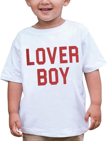 Toddler Boy Valentine's Day T Shirt Cute Lover Boy Shirt Kids Funny Letter Print Valentine's Day Shirts Tops in Kuwait