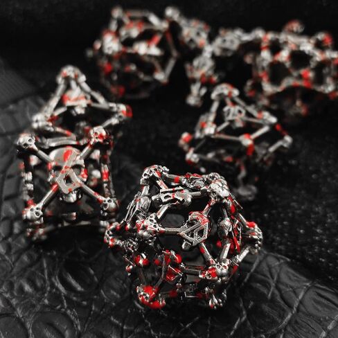 مجموعة نرد DND مجموعة نرد معدنية مجوفة لجمجمة الهالوين MTG مناسبة للعب الأدوار في الزنزانات والتنينات آر بي جي D&D D20 لعبة لوحة متعددة السطوح D20 فيجيت مع حقيبة نرد سوداء - ذهبي قديم in Kuwait