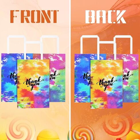 Gueevin 18 Pieces Tie Dye Gift Bags Tie Dye Party Favor Bags Tie Dye Party Supplies Thank You Paper Bags Tie Dye Goody Bags with Handles, Retro Theme Party, Celebration, Birthday Party and Weddings in Saudi Arabia