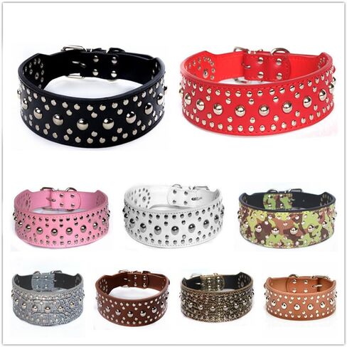 Spiked Studded Dog Collar-Mushrooms Rivets Studded Adjustable PU Leather Dog Collar for Medium and Large Dog 2" Wide Pitbull Boxer German Shepherd Collar in Saudi Arabia