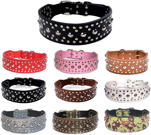 Spiked Studded Dog Collar-Mushrooms Rivets Studded Adjustable PU Leather Dog Collar for Medium and Large Dog 2" Wide Pitbull Boxer German Shepherd Collar in Saudi Arabia