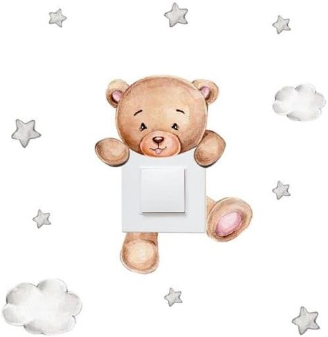 Switch Bear Wall Sticker for Girls Room 7.5 x 7.5 inches Bedroom Wall Stickers Series Wall Sticker for Kids Baby Room Home Decoration in Saudi Arabia