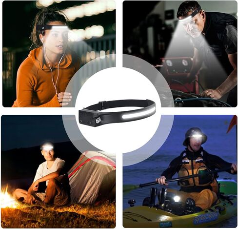 مصباح أمامي LED من Soshine قابل لإعادة الشحن، 2 حزمة من المصابيح الأمامية 230 شعاع عريض LED مستشعر حركة، 5 أوضاع خفيفة الوزن مقاومة للماء للمصابيح الأمامية للتخييم والجري وركوب الدراجات وصيد الأسماك والإصلاح in Kuwait