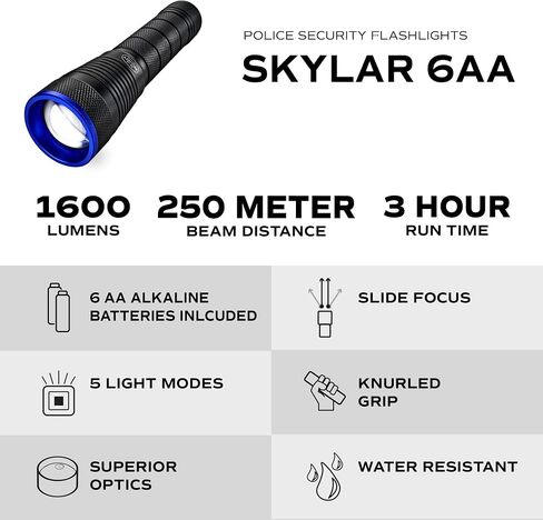 Police Security Skylar LED Flashlight - 3300 Lumen in Kuwait