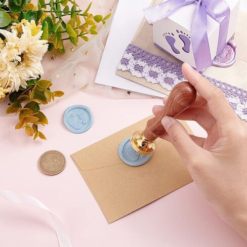 PH PandaHall Baby Foot Wax Seal Stamp Vintage Retro Sealing Stamp for Embellishment of Envelopes, Baby Shower Party Invitation, Wine Packages, Gift Packing, Greeting Cards in Saudi Arabia
