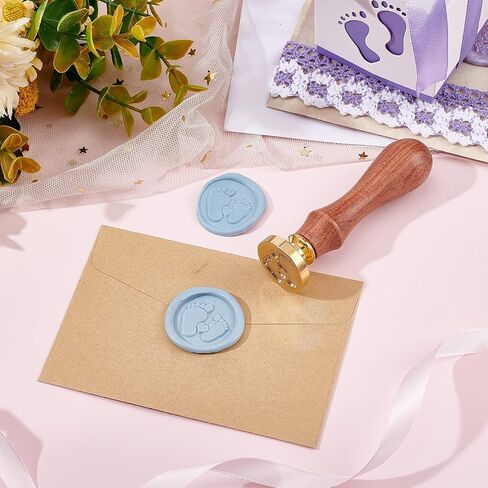 PH PandaHall Baby Foot Wax Seal Stamp Vintage Retro Sealing Stamp for Embellishment of Envelopes, Baby Shower Party Invitation, Wine Packages, Gift Packing, Greeting Cards in Saudi Arabia