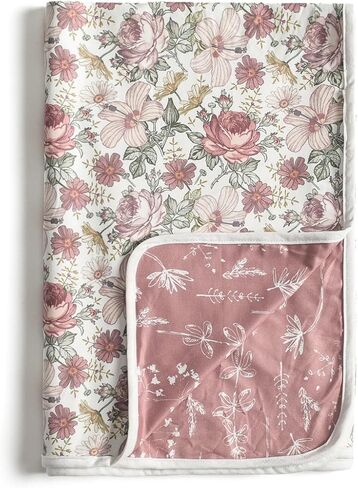 Little Jump Jersey Knitted Swaddle Blanket, Premium Baby Blanket,Soft Stretchy Quilt for Babies, Toddlers, Kids (Vintage Floral) in Saudi Arabia