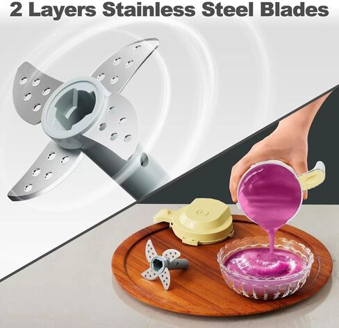 Veroline Baby Food Maker, One Button Rotate Control Baby Food Processor, Baby Puree Maker with Steaming and Grinding Functions, Baby Food Steamer and Blender, Yellow in Kuwait