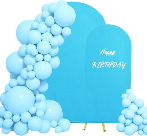 Set of 2 Spandex Fitted Arch Backdrop Cover Wedding Arch Cover Round Top Chiara Arch Backdrop Stand Covers for Birthday Party Baby Shower Wedding Arch Decor（6 FT White, 7.2 FT Beige） in Saudi Arabia