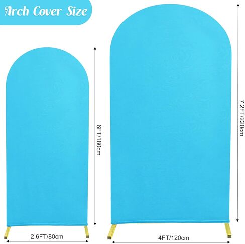 Set of 2 Spandex Fitted Arch Backdrop Cover Wedding Arch Cover Round Top Chiara Arch Backdrop Stand Covers for Birthday Party Baby Shower Wedding Arch Decor（6 FT White, 7.2 FT Beige） in Saudi Arabia