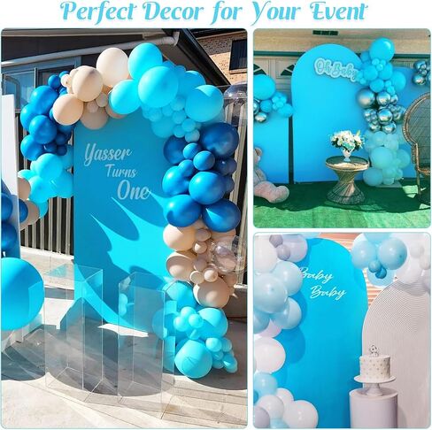 Set of 2 Spandex Fitted Arch Backdrop Cover Wedding Arch Cover Round Top Chiara Arch Backdrop Stand Covers for Birthday Party Baby Shower Wedding Arch Decor（6 FT White, 7.2 FT Beige） in Saudi Arabia