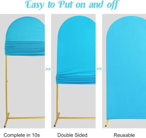 Set of 2 Spandex Fitted Arch Backdrop Cover Wedding Arch Cover Round Top Chiara Arch Backdrop Stand Covers for Birthday Party Baby Shower Wedding Arch Decor（6 FT White, 7.2 FT Beige） in Saudi Arabia
