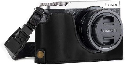 MegaGear Ever Ready Leather Camera Half Case Compatible with Panasonic Lumix DMC-GX85, GX80 - Black in Saudi Arabia