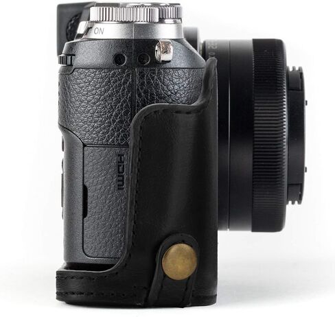 MegaGear Ever Ready Leather Camera Half Case Compatible with Panasonic Lumix DMC-GX85, GX80 - Black in Saudi Arabia