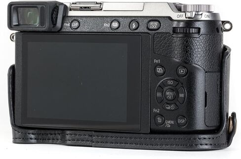 MegaGear Ever Ready Leather Camera Half Case Compatible with Panasonic Lumix DMC-GX85, GX80 - Black in Saudi Arabia