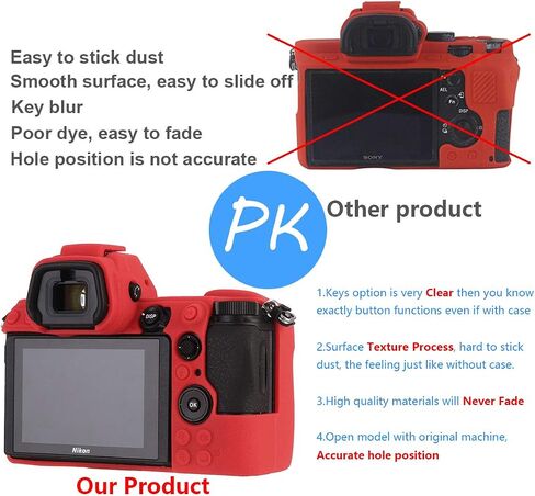 حافظة كاميرا لهاتف Nikon Z6 Z7، حافظة كاميرا احترافية من مطاط السيليكون وقابلة للفصل ومضادة للخدش ومضادة للصدمات لكامل الجسم لهاتف Nikon Z6 Z6II Z7 Z7II (أحمر) in Kuwait