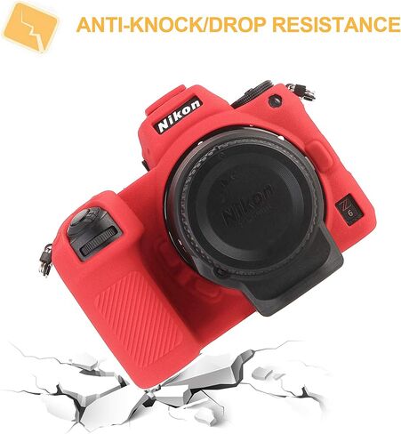 حافظة كاميرا لهاتف Nikon Z6 Z7، حافظة كاميرا احترافية من مطاط السيليكون وقابلة للفصل ومضادة للخدش ومضادة للصدمات لكامل الجسم لهاتف Nikon Z6 Z6II Z7 Z7II (أحمر) in Kuwait