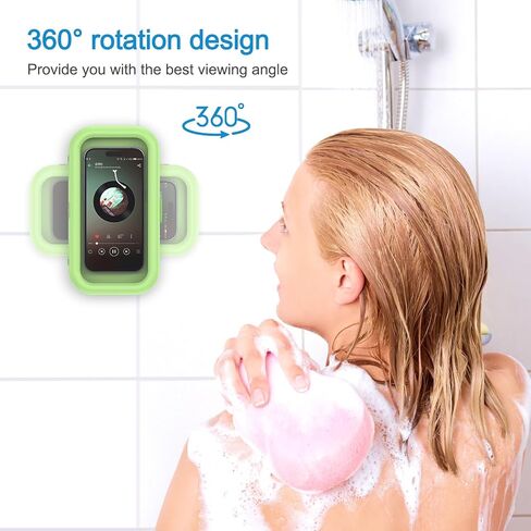 حامل هاتف دش مقاوم للماء من AMIR، جراب هاتف دش يدور 360 درجة، ملحقات دش تدور 360 درجة، شاشة لمس عالية الحساسية مضادة للضباب للمطبخ، حوض استحمام الحمام، متوافق مع هواتف 4-7 بوصة in Kuwait