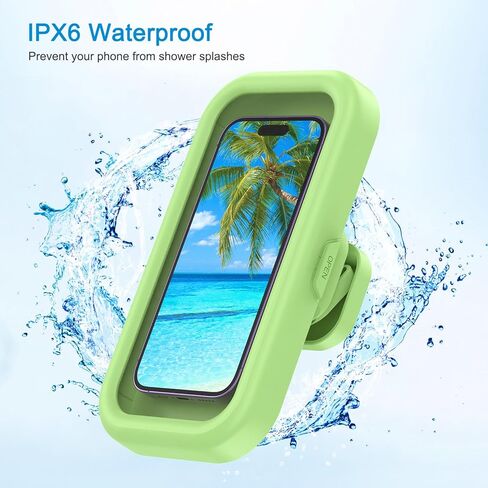 حامل هاتف دش مقاوم للماء من AMIR، جراب هاتف دش يدور 360 درجة، ملحقات دش تدور 360 درجة، شاشة لمس عالية الحساسية مضادة للضباب للمطبخ، حوض استحمام الحمام، متوافق مع هواتف 4-7 بوصة in Kuwait