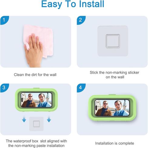 حامل هاتف دش مقاوم للماء من AMIR، جراب هاتف دش يدور 360 درجة، ملحقات دش تدور 360 درجة، شاشة لمس عالية الحساسية مضادة للضباب للمطبخ، حوض استحمام الحمام، متوافق مع هواتف 4-7 بوصة in Kuwait