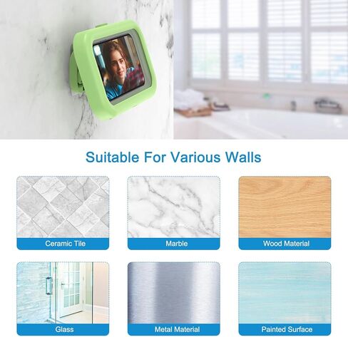 حامل هاتف دش مقاوم للماء من AMIR، جراب هاتف دش يدور 360 درجة، ملحقات دش تدور 360 درجة، شاشة لمس عالية الحساسية مضادة للضباب للمطبخ، حوض استحمام الحمام، متوافق مع هواتف 4-7 بوصة in Kuwait