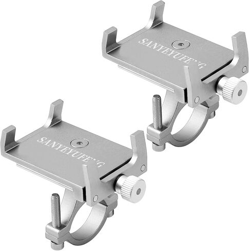 Bike Phone Holder 2 PCS Aluminum Alloy Lightweight Bicycle Motorcycle Handlebar Phone Mount Holder Universal Compatible with Phones of Different Sizes (Silver) in Kuwait