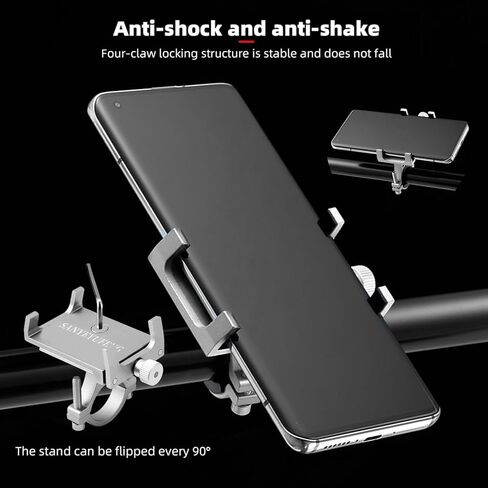 Bike Phone Holder 2 PCS Aluminum Alloy Lightweight Bicycle Motorcycle Handlebar Phone Mount Holder Universal Compatible with Phones of Different Sizes (Silver) in Kuwait
