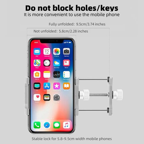 Bike Phone Holder 2 PCS Aluminum Alloy Lightweight Bicycle Motorcycle Handlebar Phone Mount Holder Universal Compatible with Phones of Different Sizes (Silver) in Kuwait