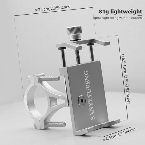 Bike Phone Holder 2 PCS Aluminum Alloy Lightweight Bicycle Motorcycle Handlebar Phone Mount Holder Universal Compatible with Phones of Different Sizes (Silver) in Kuwait