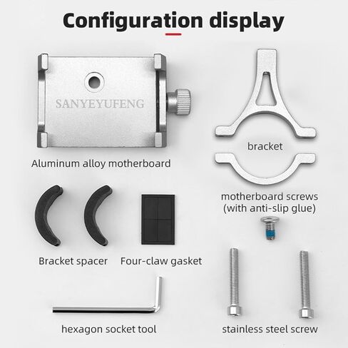 Bike Phone Holder 2 PCS Aluminum Alloy Lightweight Bicycle Motorcycle Handlebar Phone Mount Holder Universal Compatible with Phones of Different Sizes (Silver) in Kuwait