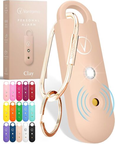 Vantamo Personal Alarm for Self Defense with Low Battery Notice, Strobe Light & Extra Loud 130 dB Double Speakers Safety Keychain Set for Women, Rechargeable Panic Button for Womens Self Defense in Kuwait